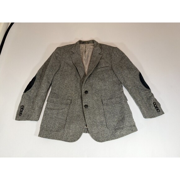 Vintage Haggar Imperial Herringbone Wool Blazer Elbow Patches USA - Picture 4 of 16